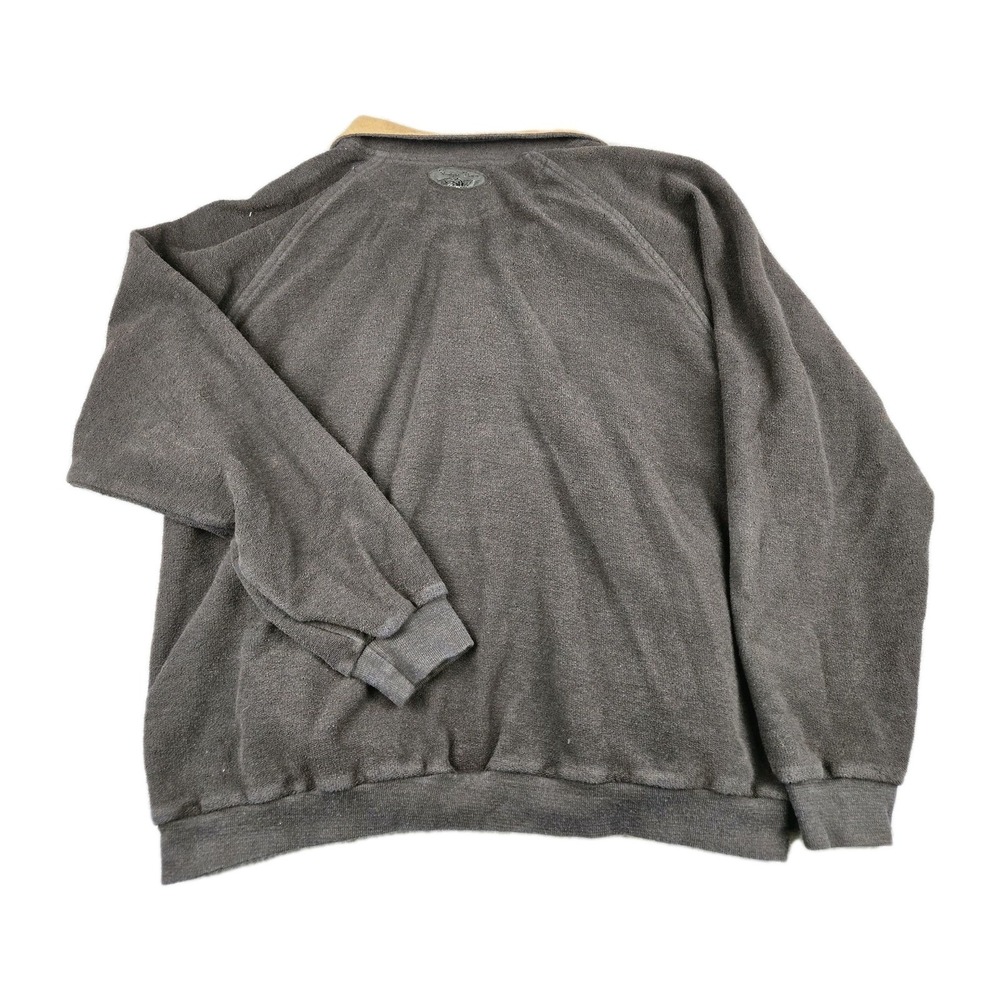 Straight Down Golf Sweater Mens Large Brown Pullover Henley USA Suede Collar - Picture 8 of 11